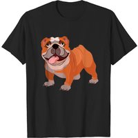 Happy Bulldog T-Shirt for Men in Black — Mens T Shirts