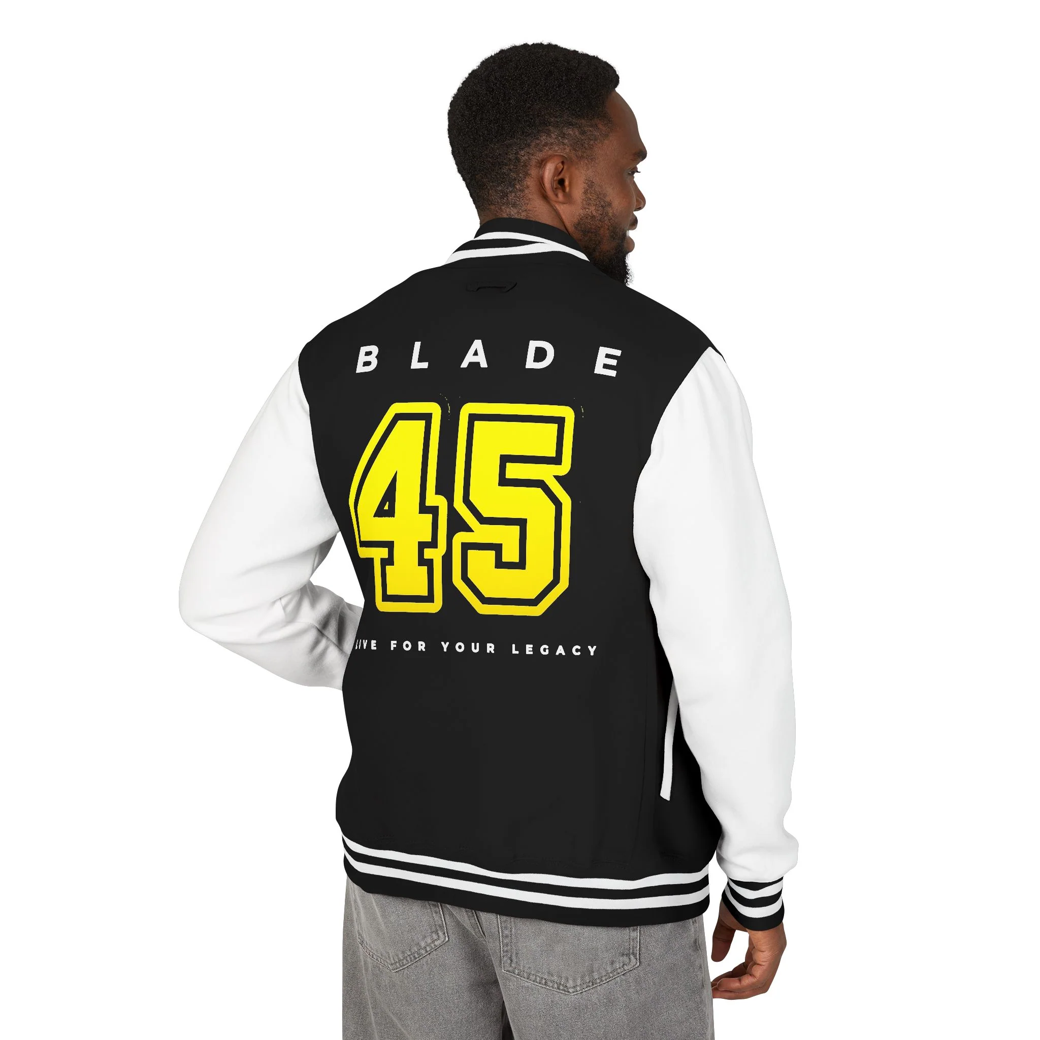 Veste Letterman Printify Blade 45 Jaune Doré Blanc - Taille S — Blousons et vestes légères