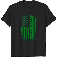 T-shirt Vert avec Drapeau Irlandais-Américain pour Hommes