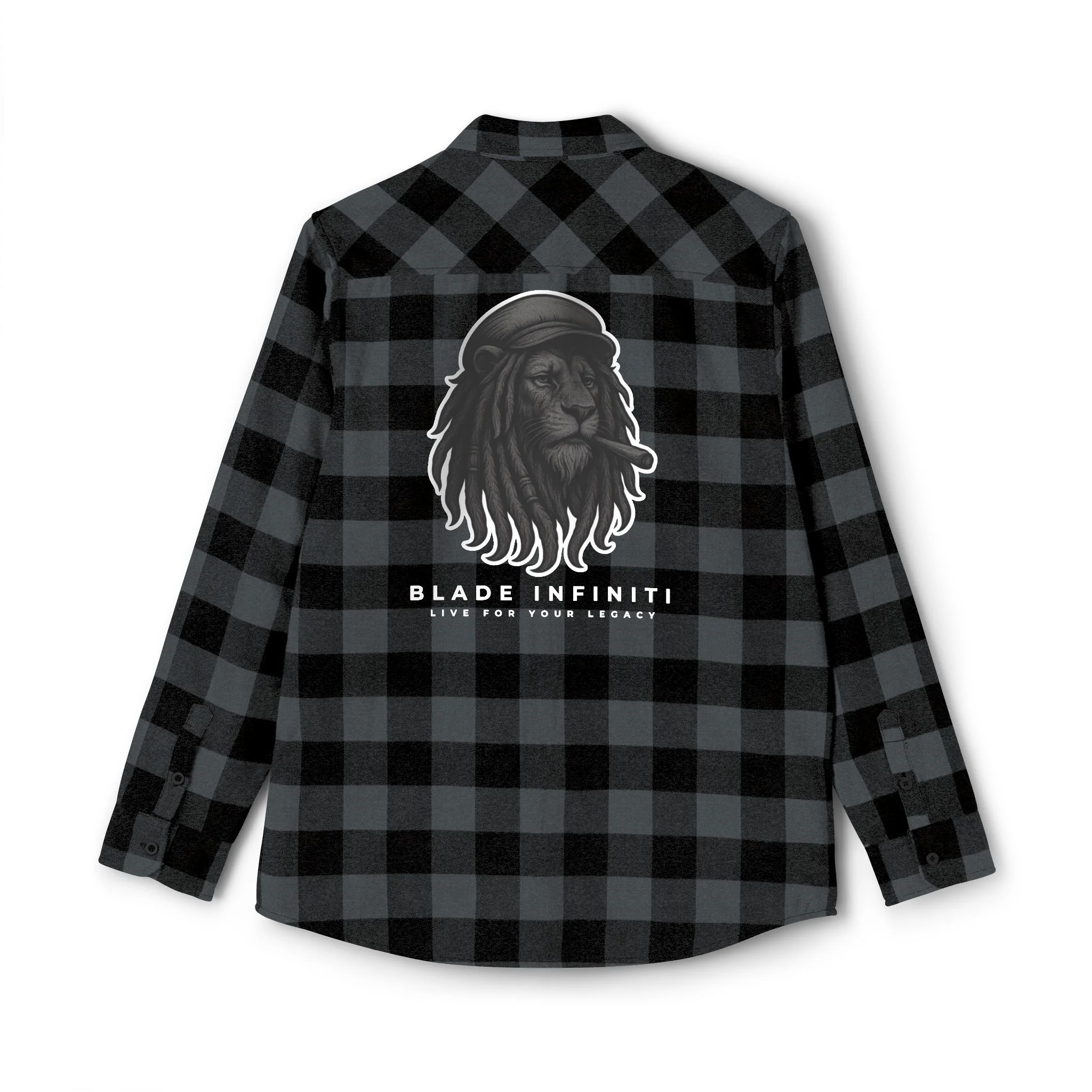 Printify Rasta Lion Version 2 Chemise en flanelle Charcoal Heather Noir XS — T-shirts pour hommes
