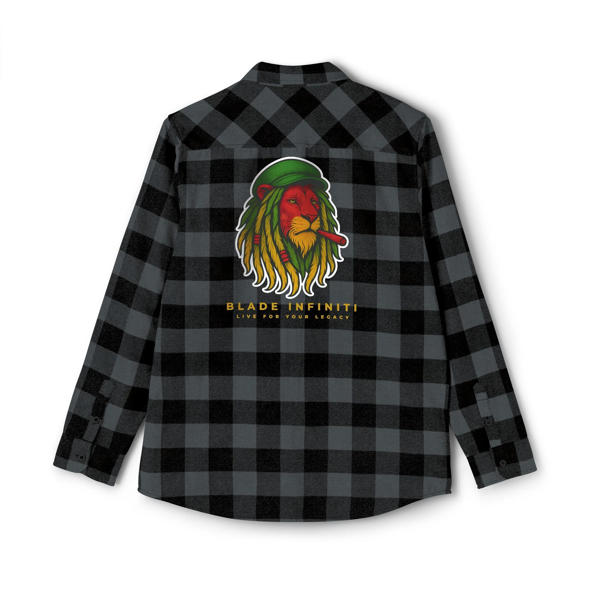 Printify Rasta Lion Version 3 Chemise en flanelle Charcoal Heather Noir XS — Accessoires de mode