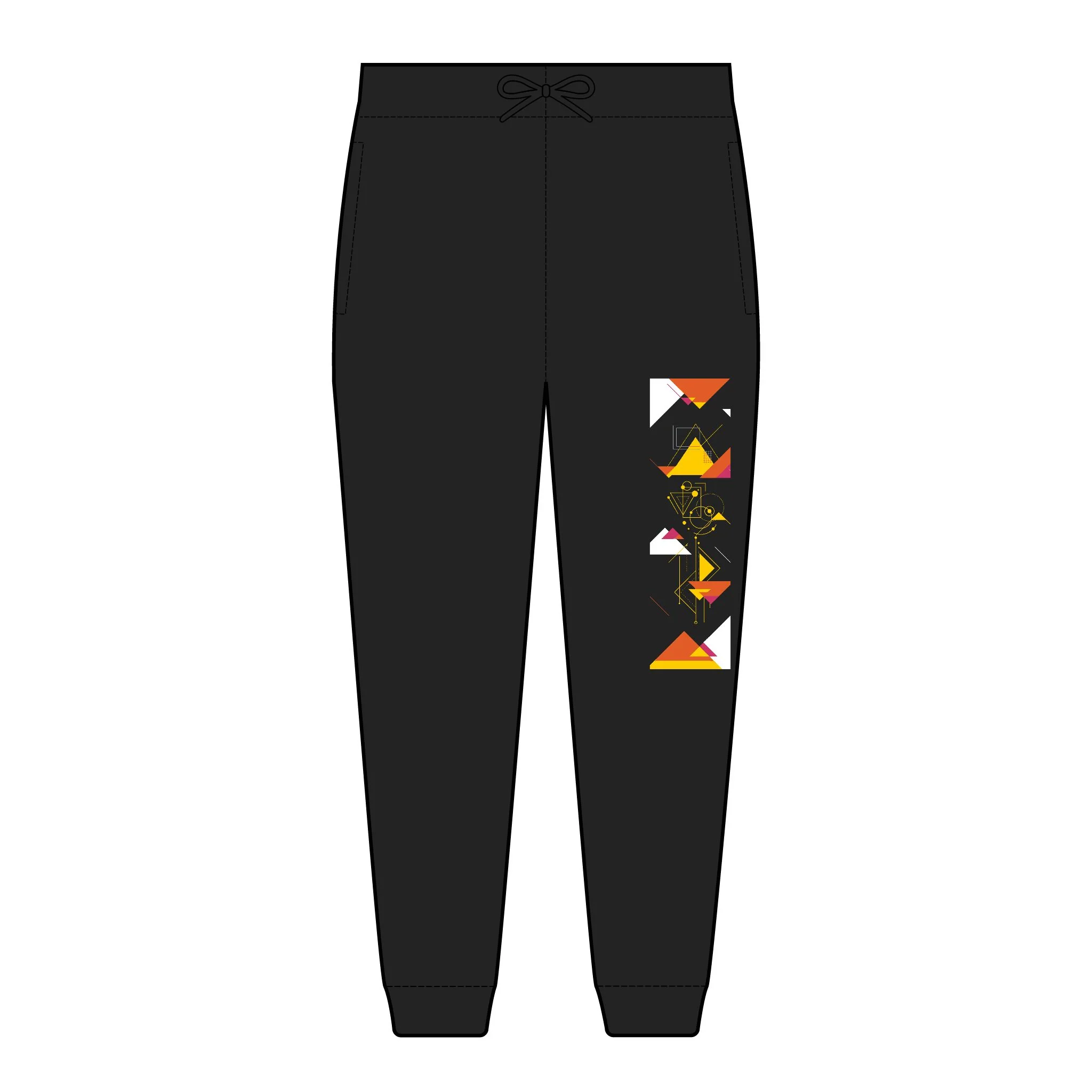 Printify - Pantalon de jogging Odyssey géométrique brodé noir XS