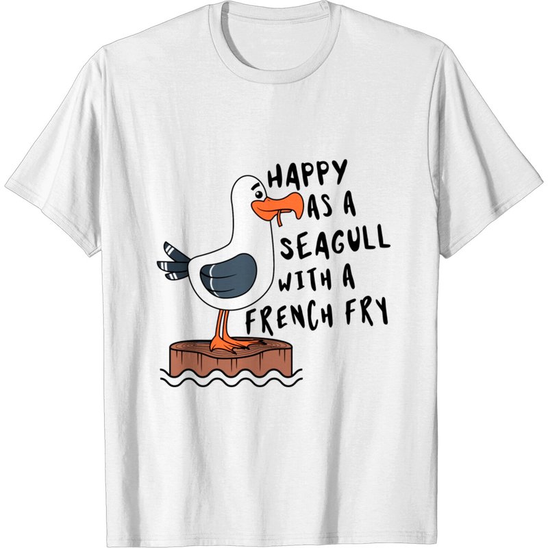 T-shirt pour hommes Happy As Seagull With French Fry — T-shirts pour hommes