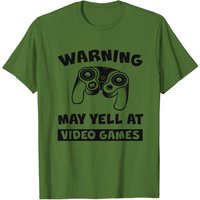 T-shirt Warning, May Yell At Video Games 3 pour hommes — T-shirts pour hommes