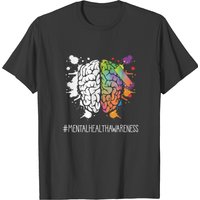 T-shirt Coloré Cerveau pour la Sensibilisation à la Santé Mentale — T-shirts pour hommes
