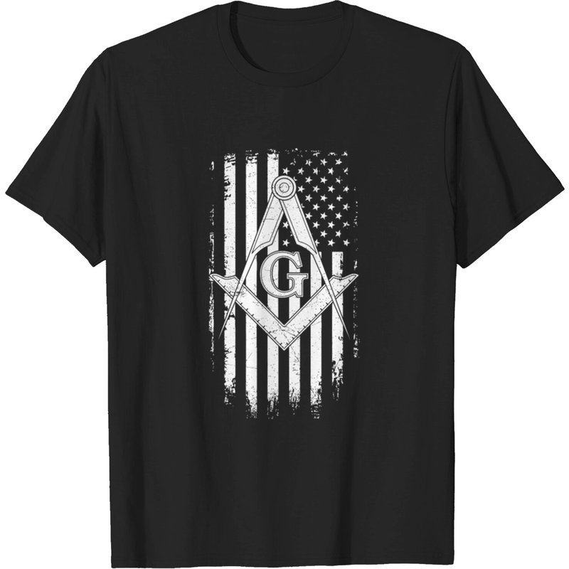 T-shirt Maçonnique Drapeau Américain Équerre et Compas