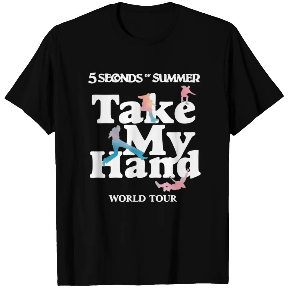 5SOS Take My Hand World Tour Black T-Shirt for Men — Mens T Shirts