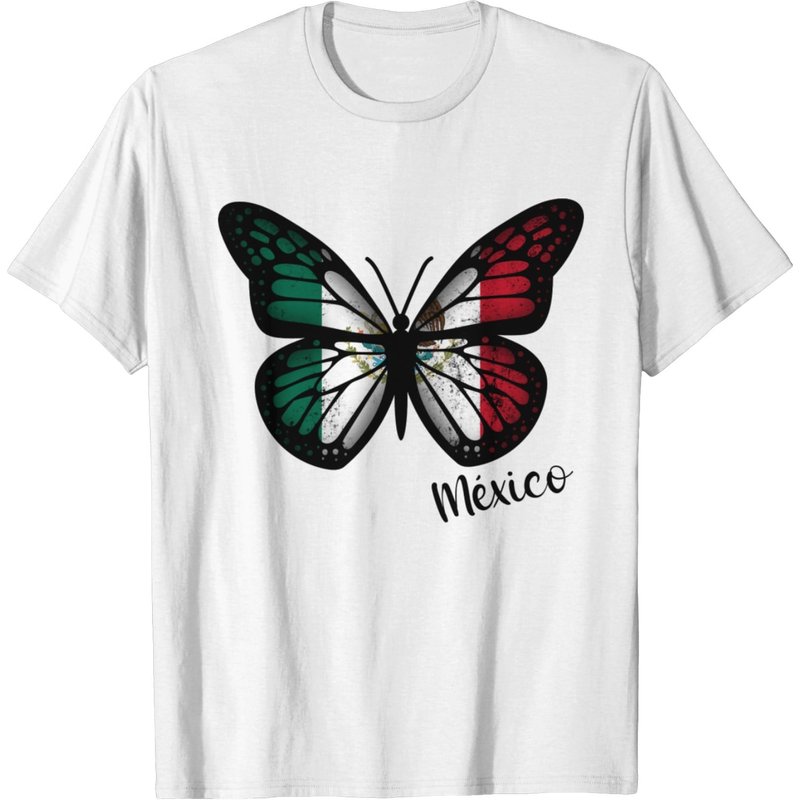T-shirt Papillon Drapeau du Mexique pour Hommes