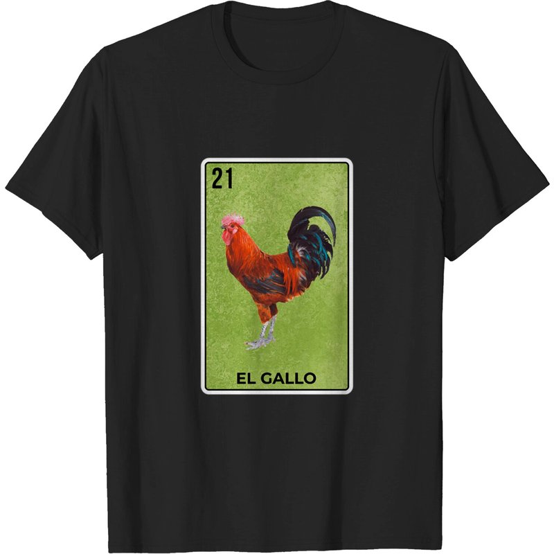 El Gallo Mexican Lottery Card Rooster T-Shirt for Men — Mens T Shirts