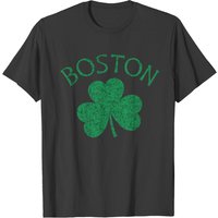 T-shirt Distressed Kelly Green avec Shamrock Irlandais de Boston pour Hommes