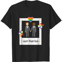 T-shirt Gay Couple Just Married Rainbow LGBT pour hommes
