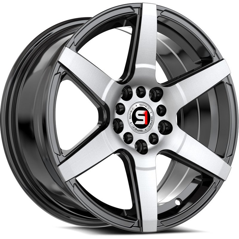 Spec-1 SPT-34 Gloss Black Machined Wheels - 16x7, 5x100 Bolt Pattern — Wheels & Rims