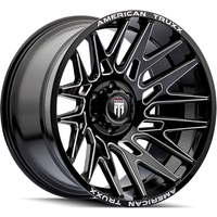 Roues American Truxx AT1919 Evolution Gloss Black Milled 22x12 — Roues et jantes