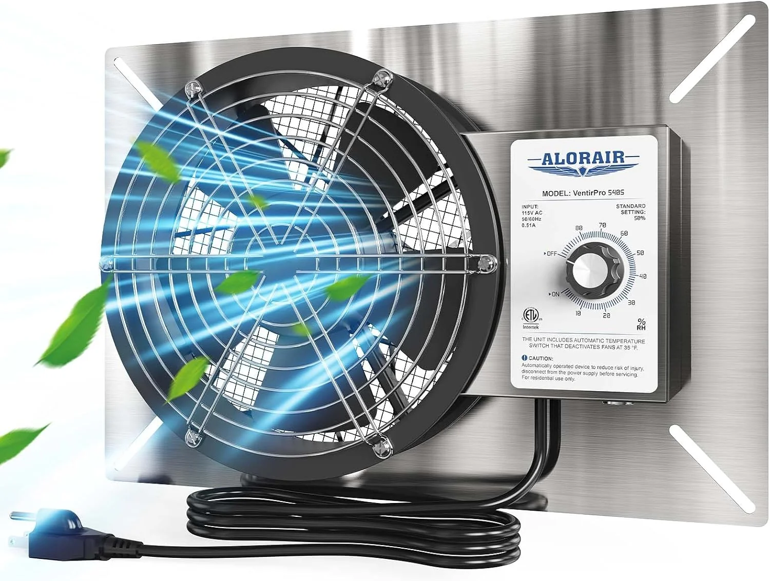 AlorAir VentirPro 540S Stainless Steel Ventilation Fan with Humidistat — Humidifier