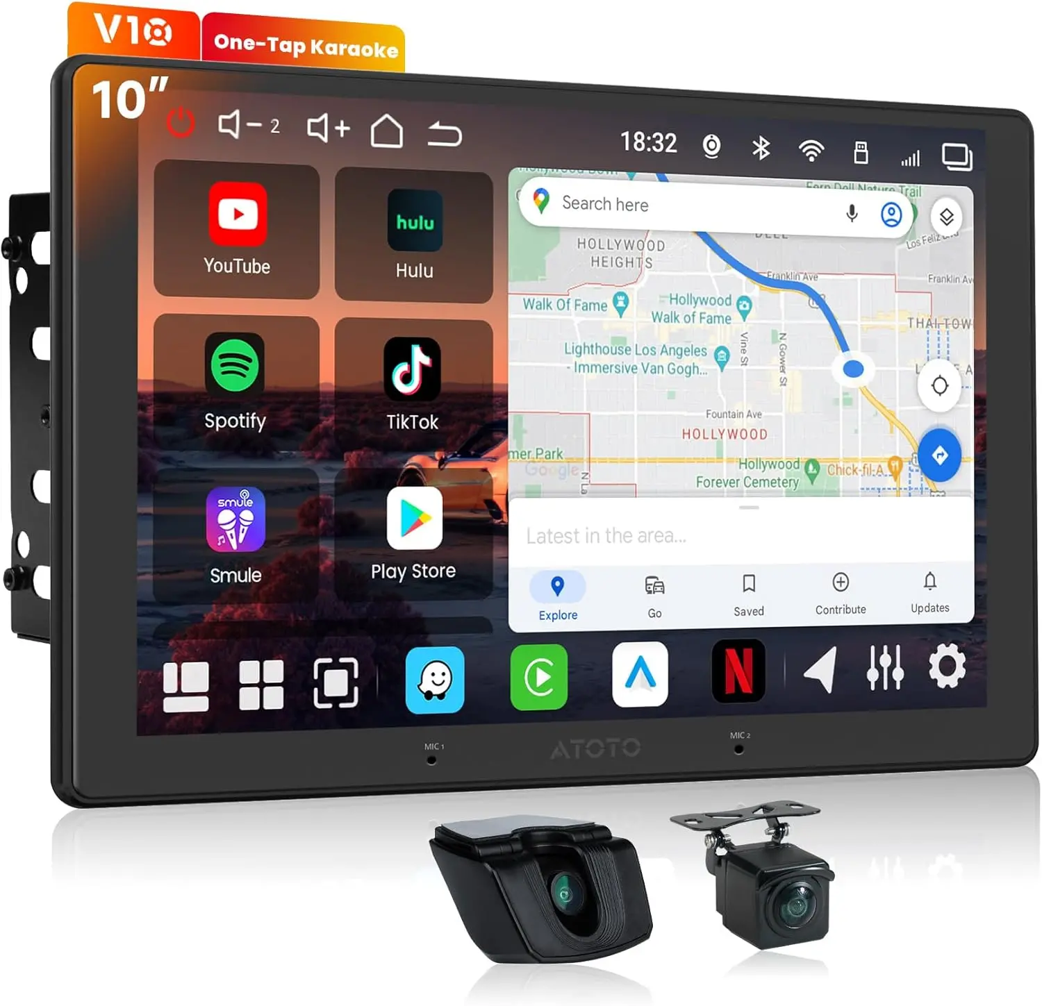 Atoto V10G211OC-S04 10" QLED Android Double DIN Car Stereo with Cameras — Fashion Accessories