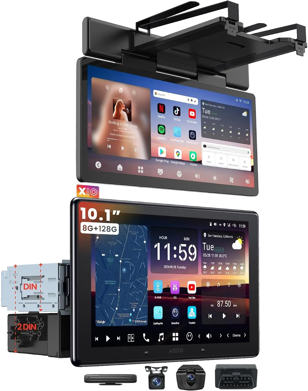 Atoto X10G110ESM-R3S 10" AI ScenePilot Android Car Stereo with Dash Cam — Fashion Accessories
