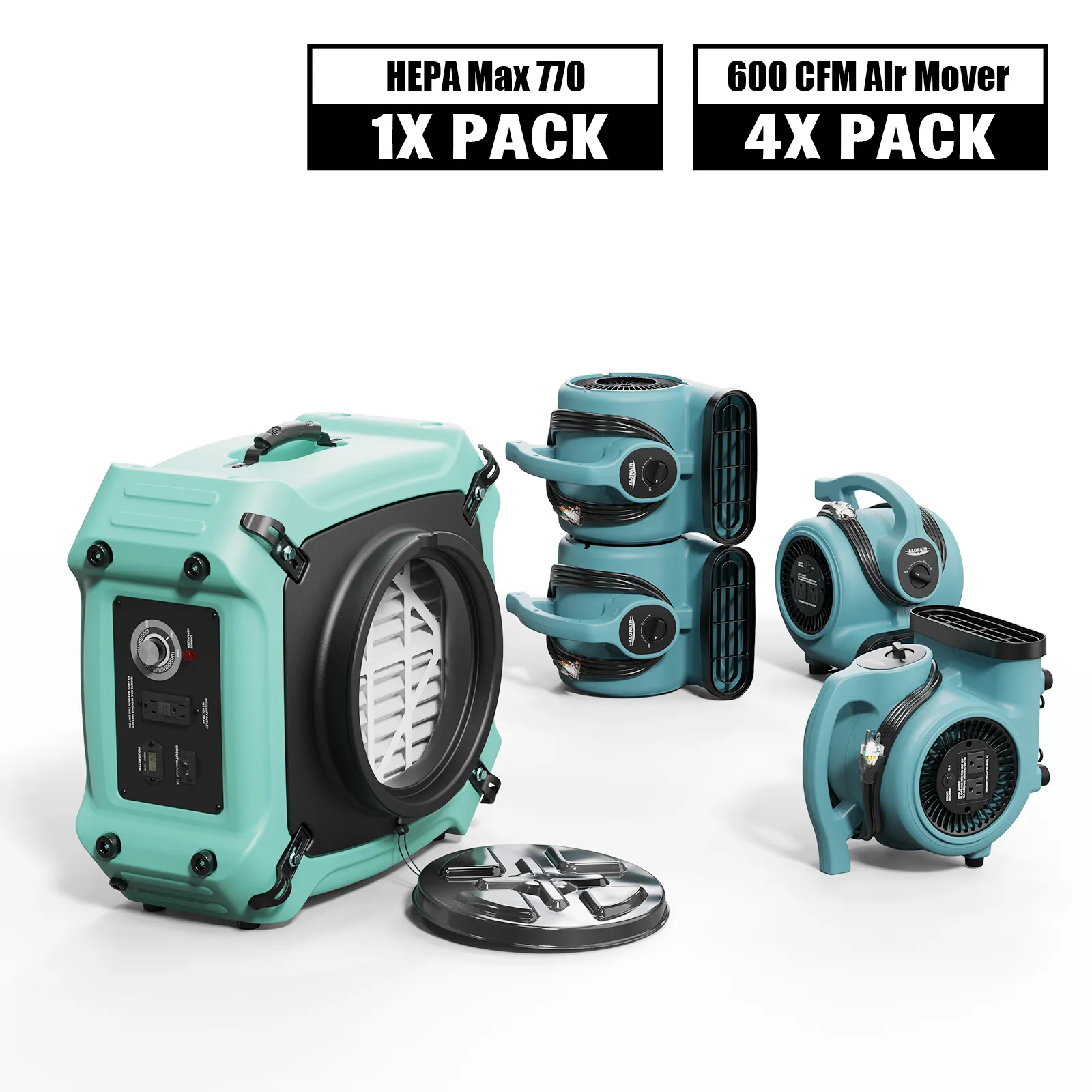 AlorAir Water Damage Restoration Combo Pack with 4 GF600A Air Movers