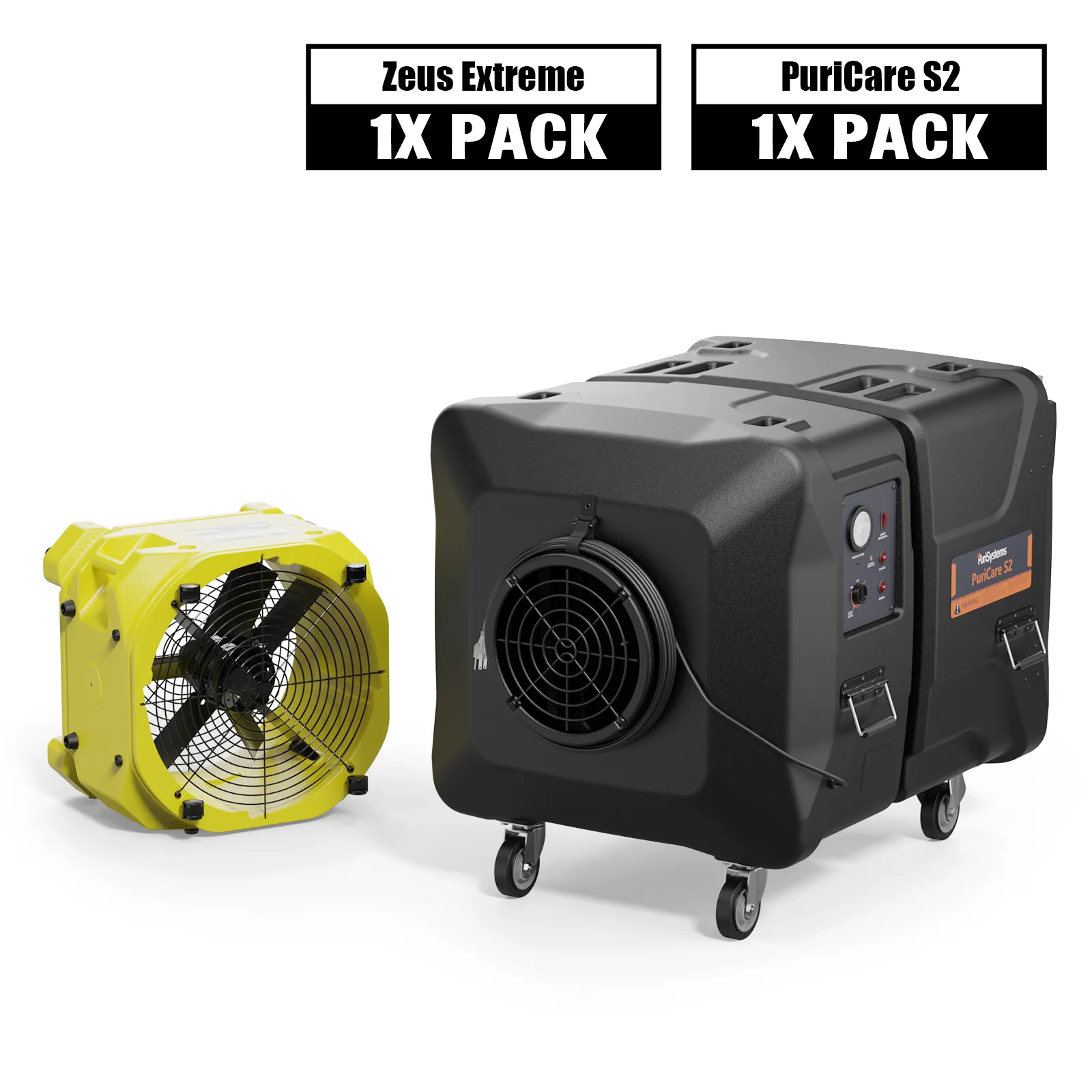 Alorair Fire & Smoke Restoration Combo Pack: Zeus Extreme Air Mover & PuriCare S2 Air Scrubber