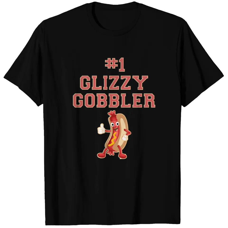 T-shirt lourd noir 1 Glizzy Gobbler Hot Dog pour hommes