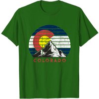 Colorado Flag Mountains Vintage Sunset T-shirt for Men
