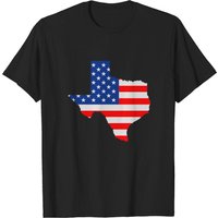 Texas American Flag Map No Stroke T-shirt for Men — Mens T Shirts