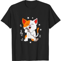 Cute Karaoke Cat T-Shirt for Men