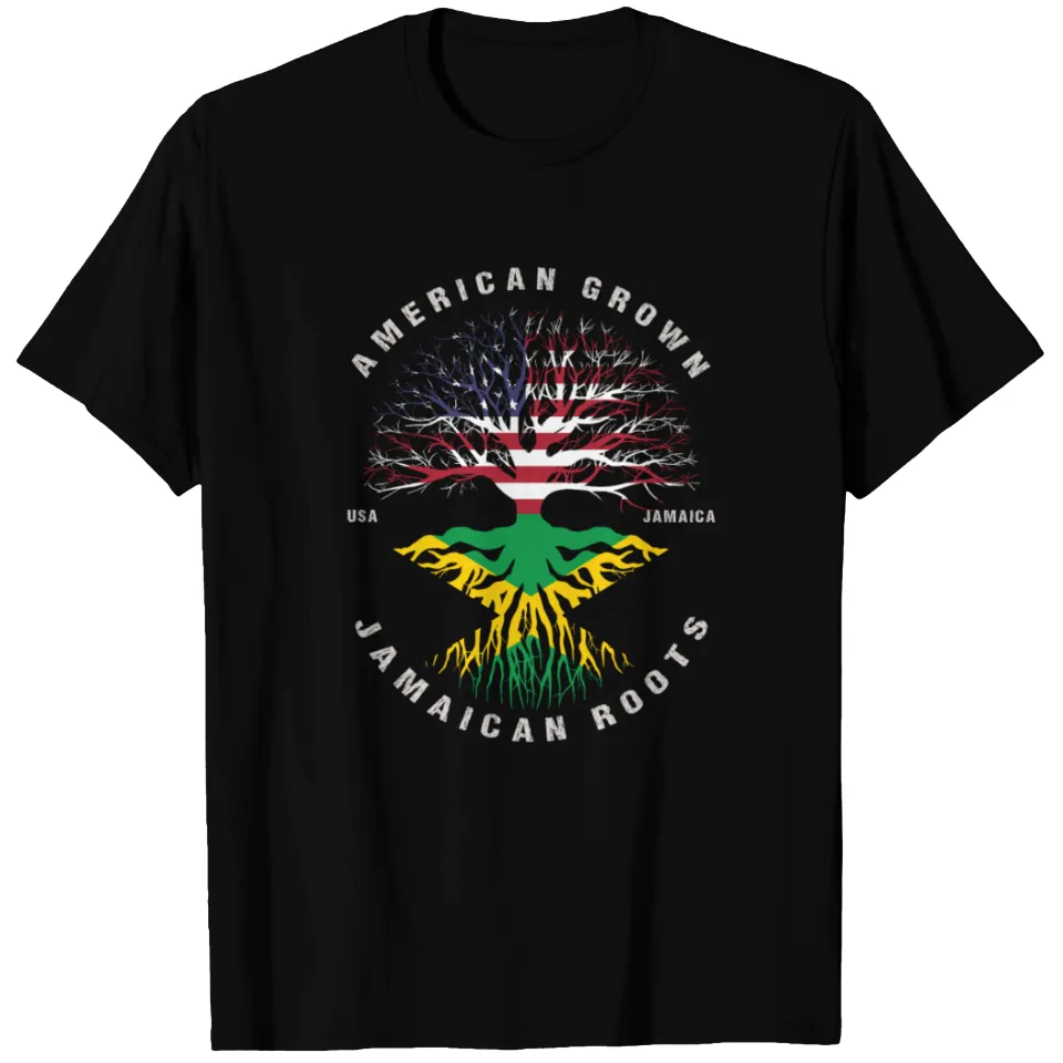 T-shirt pour hommes American Grown Jamaican Roots Jamaica Flag — T-shirts pour hommes