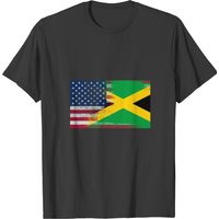 T-shirt Drapeau Jamaïcain Américain Mi-Jamaïque Mi-Amérique pour Hommes