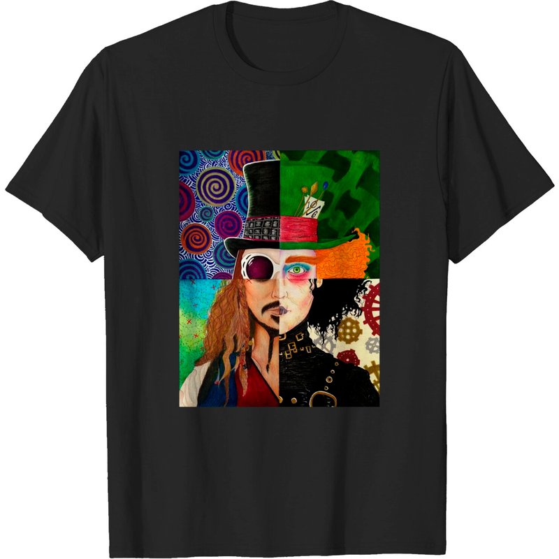 T-shirt classique collage de personnages de Johnny Depp pour hommes — T-shirts pour hommes