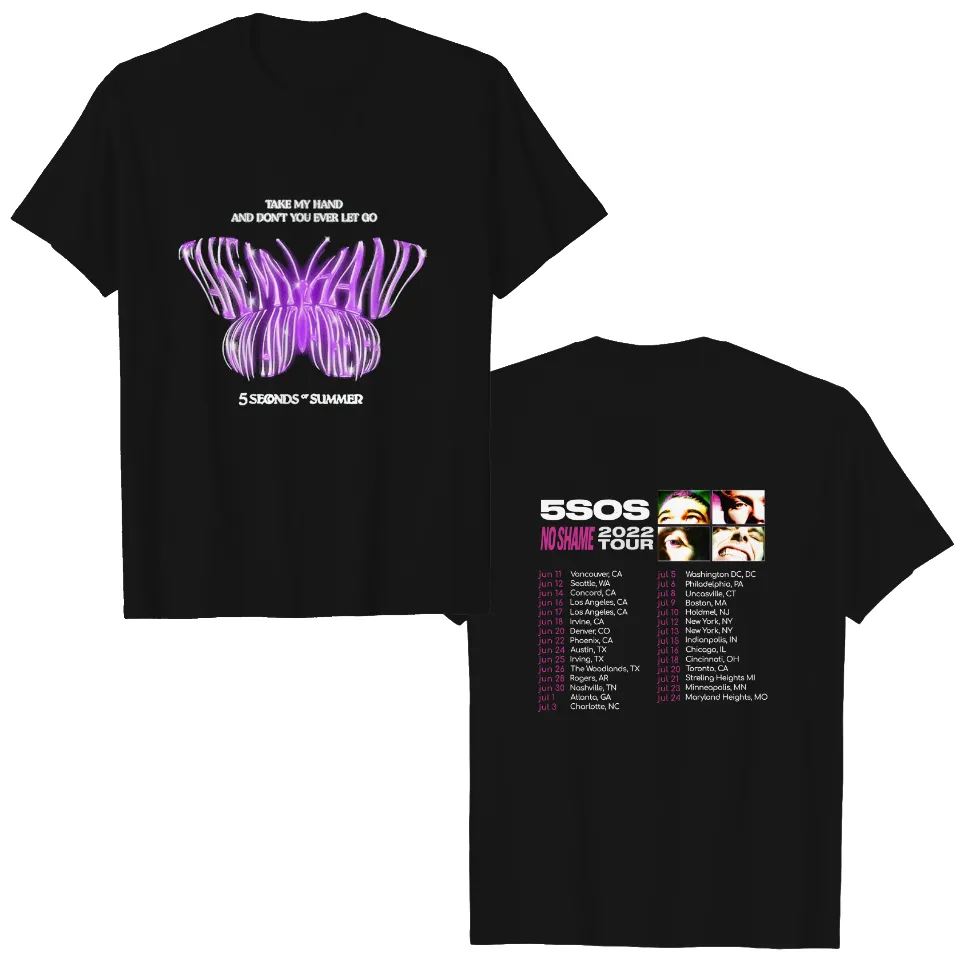 5 Seconds Of Summer No Shame 2022 Tour Double Sided Shirt — Mens T Shirts
