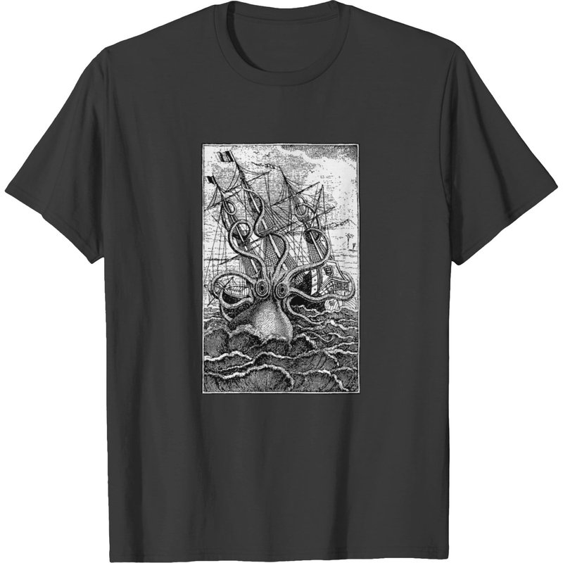 T-shirt Illustration de Navire Kraken Vintage