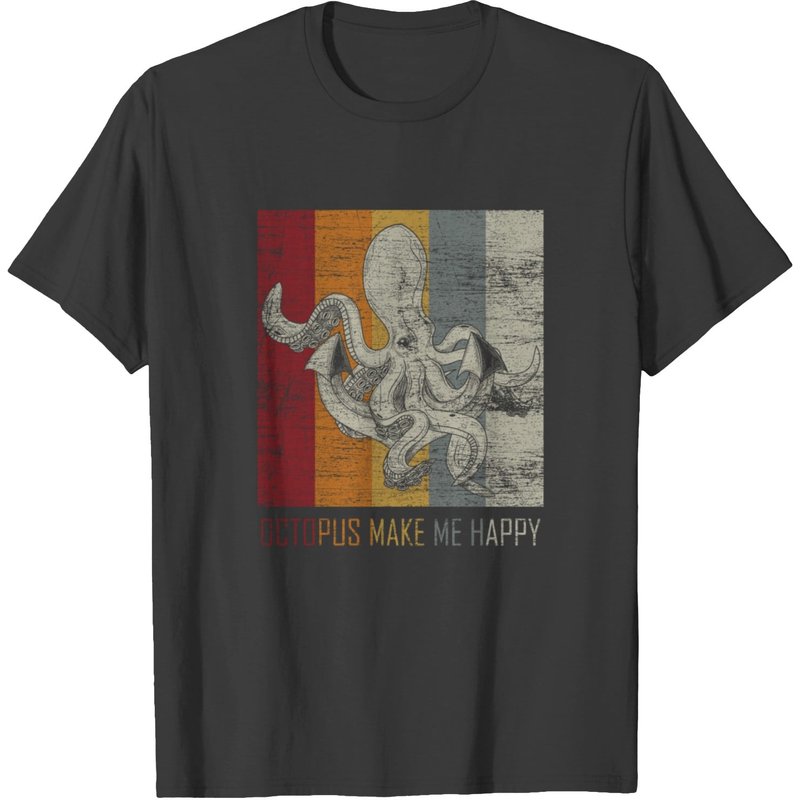 T-shirt Octopus Make Me Happy pour hommes - Noir — T-shirts pour hommes