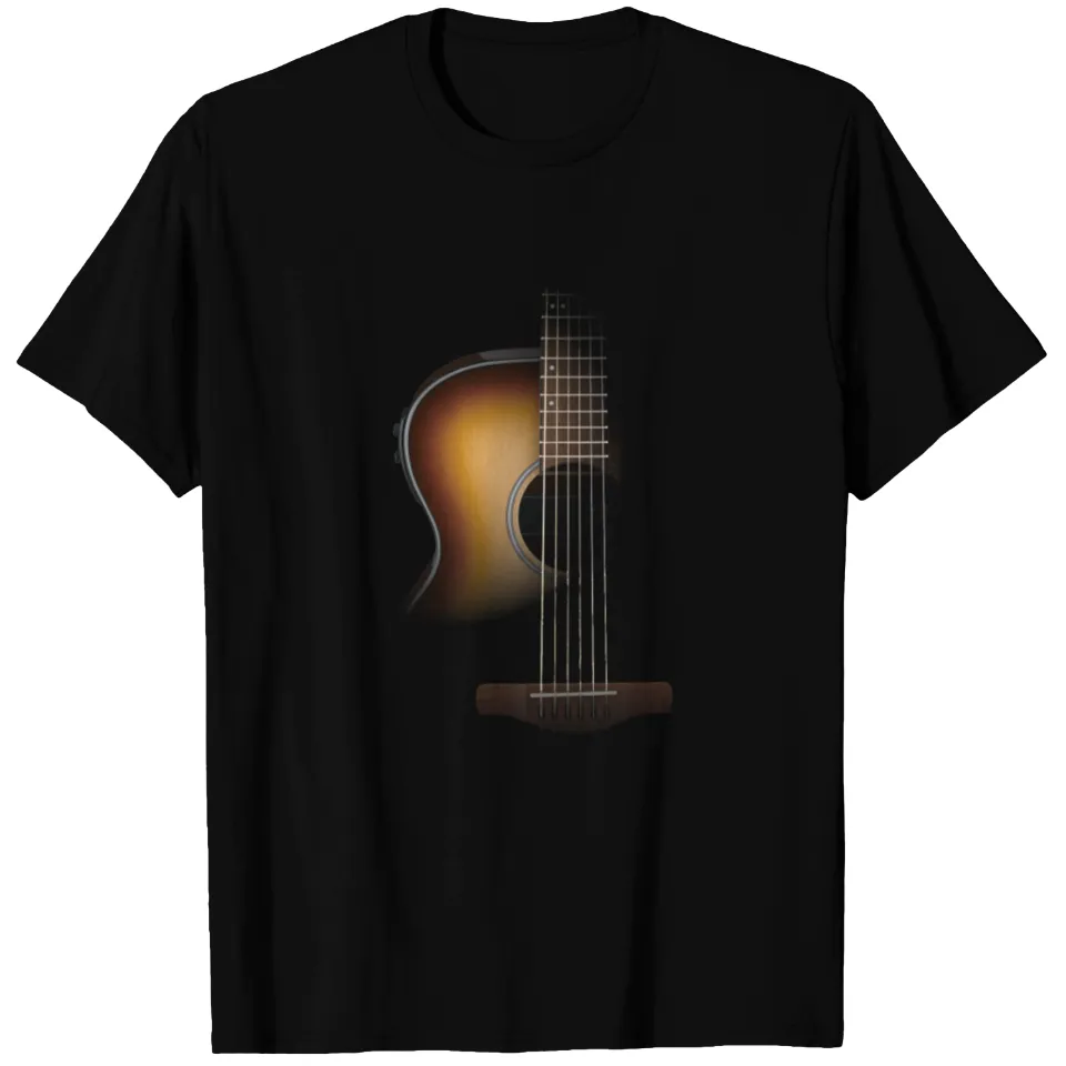 T-shirt pour hommes avec design de guitare acoustique et musique — T-shirts pour hommes