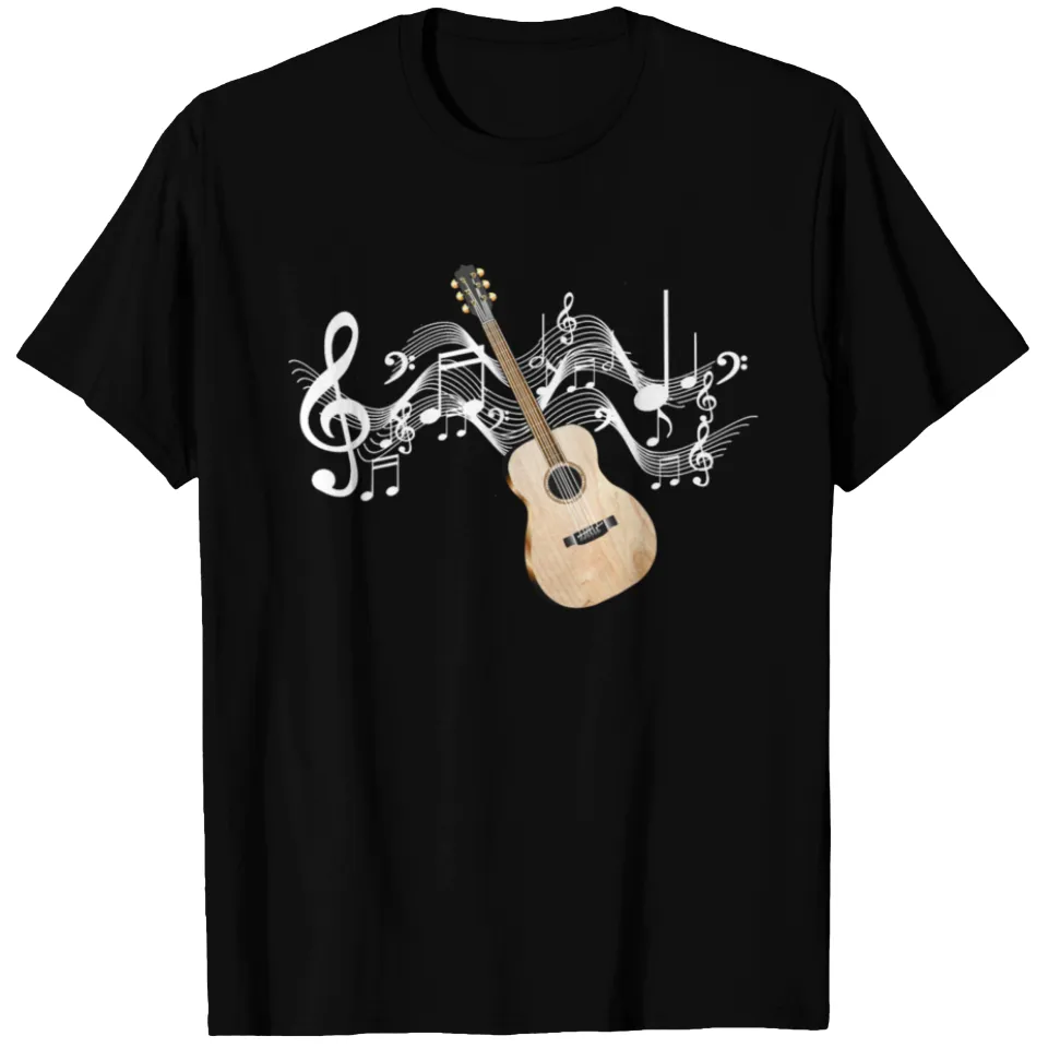 T-shirt Guitare Acoustique pour Hommes en Noir — T-shirts pour hommes