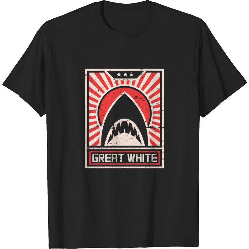 Vintage Propaganda Great White Shark T-Shirt for Men — Mens T Shirts