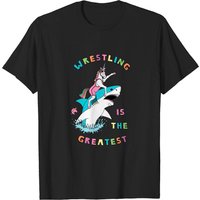 T-shirt Wrestling Is The Greatest Unicorn Riding Shark pour hommes
