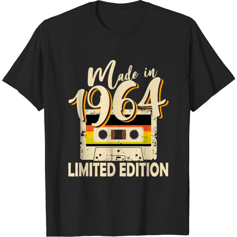 T-shirt Made In 1964 pour hommes en noir — T-shirts pour hommes