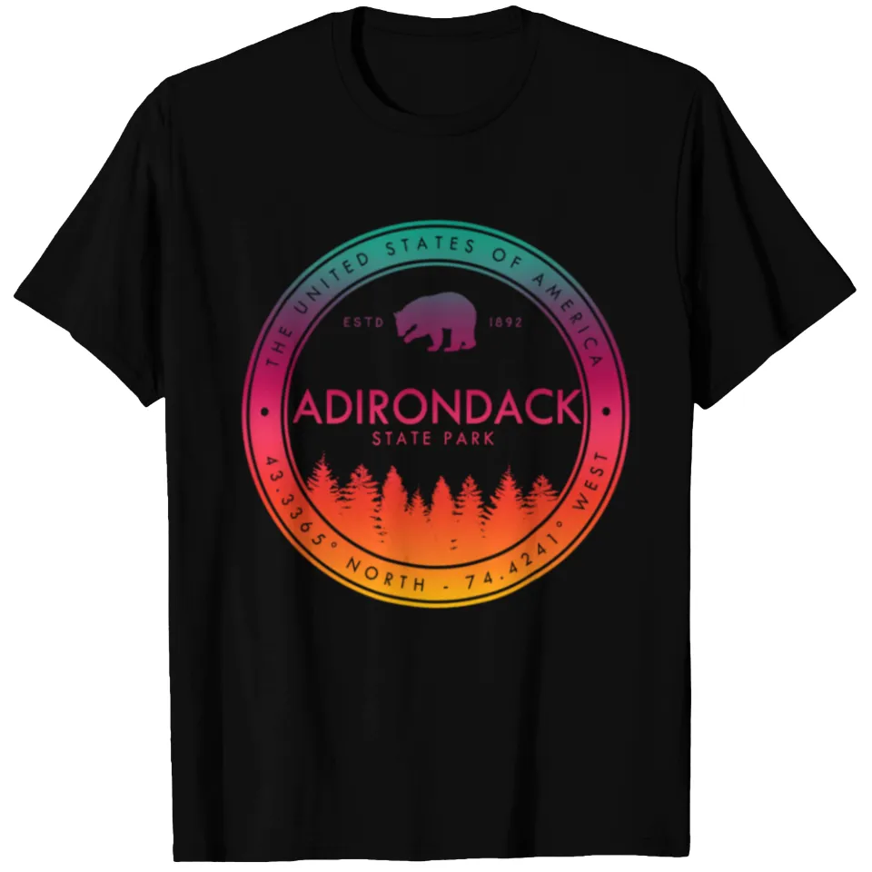 Adirondack State Park T-Shirt with Mountain Emblem for Men — Mens T Shirts