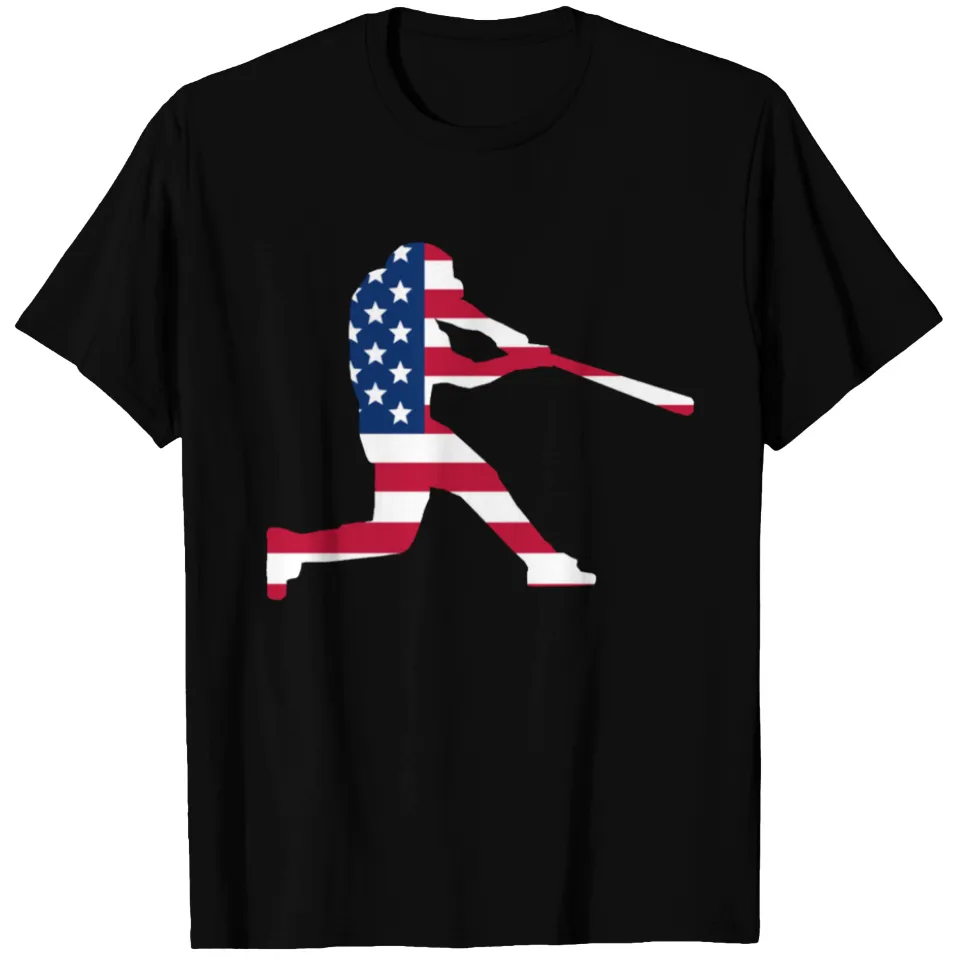 American Flag Baseball Batter T-Shirt for Men — Mens T Shirts