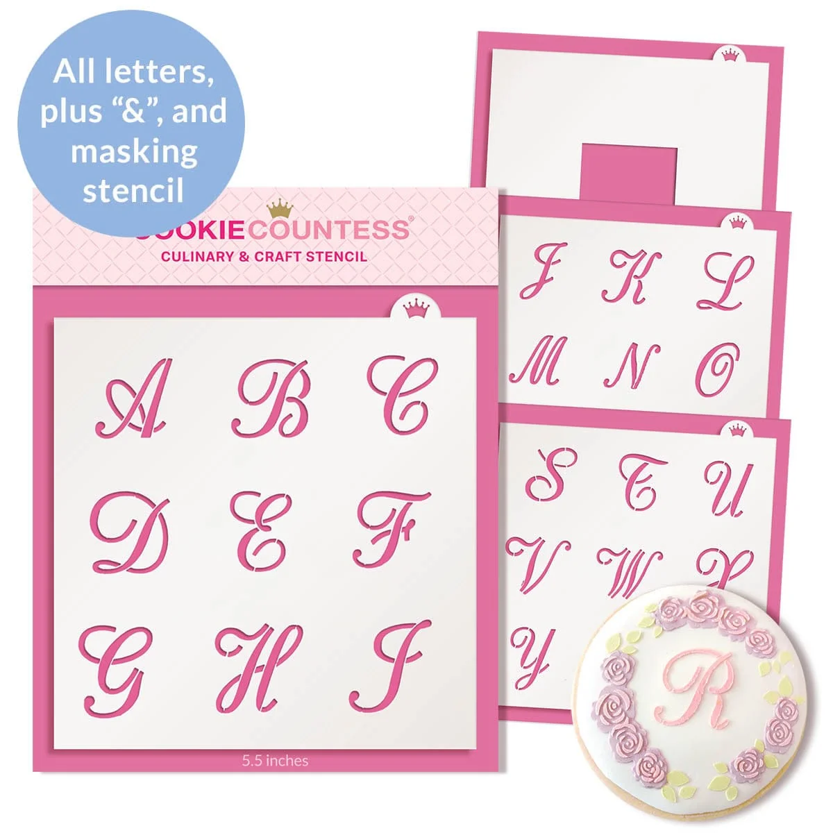 Alphabet Script Letter Stencil Set by The Cookie Countess — Kitchen Gadgets