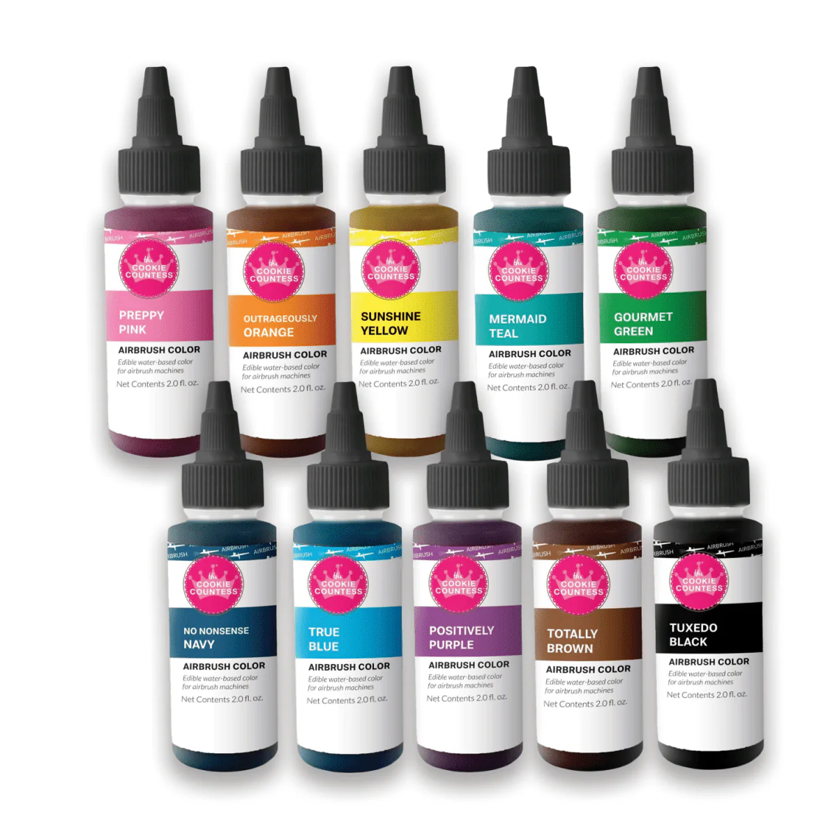 Cookie Countess Edible Airbrush 2oz Essentials Set of 10 — Kitchen Gadgets