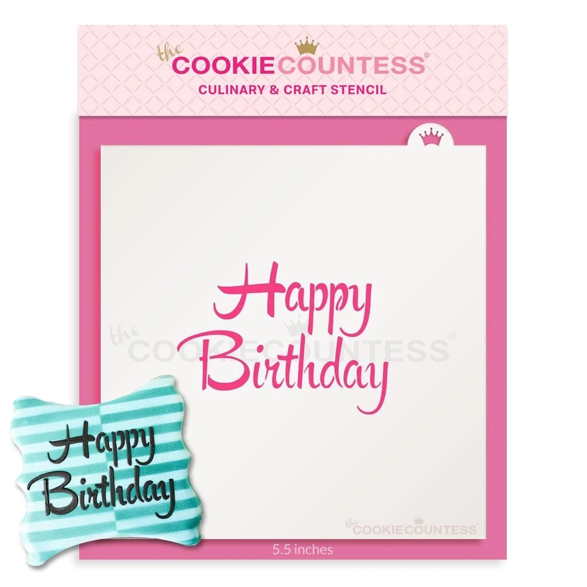 Pochoir Joyeux Anniversaire en Écriture Brush Script