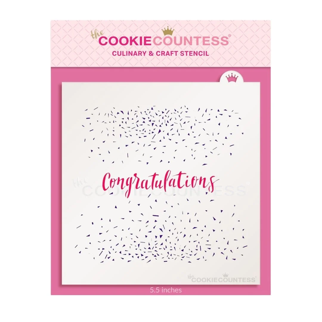 Confetti & Congratulations 2 Piece Stencil Set