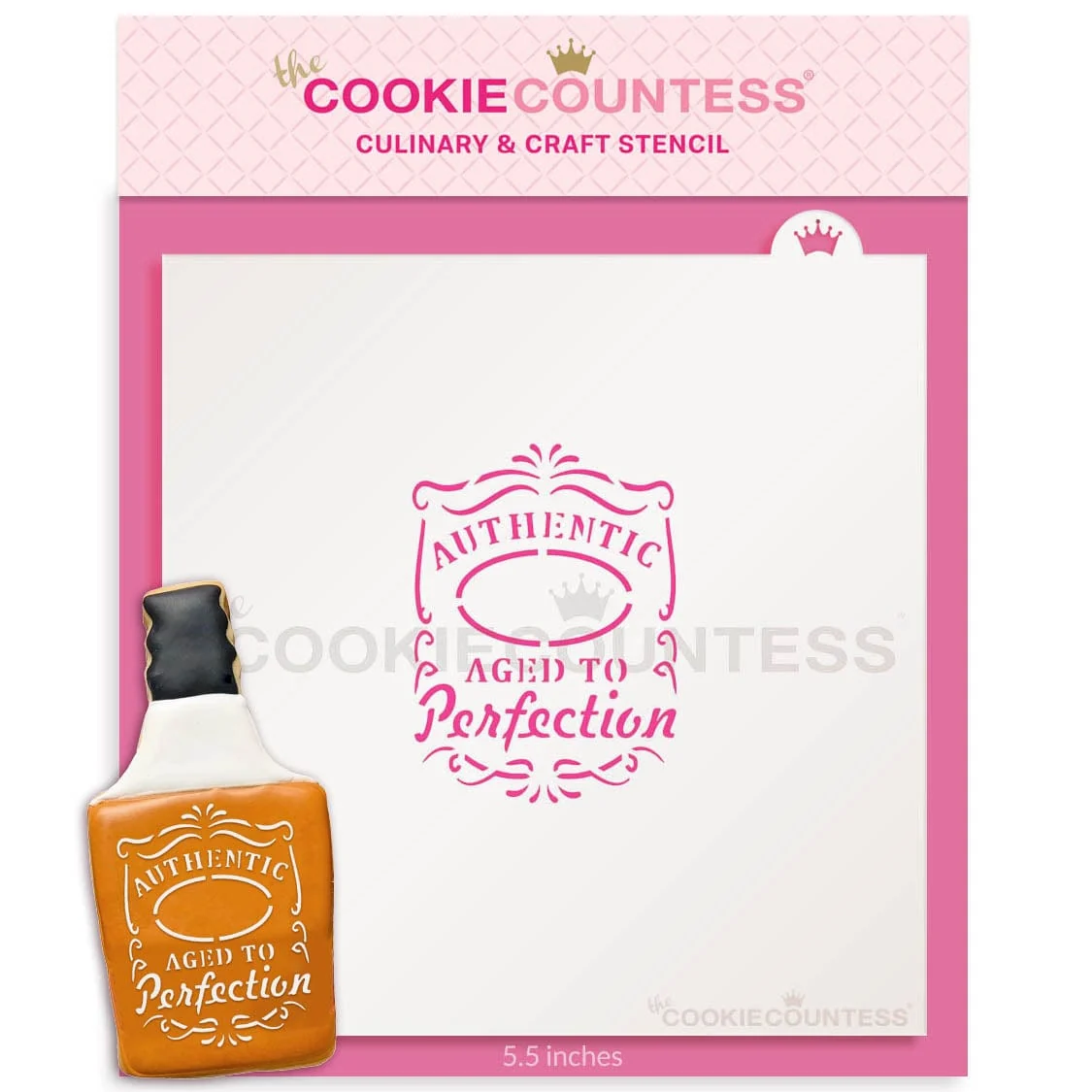 Aged to Perfection Whiskey Label Stencil by The Cookie Countess — Car Tools Kit