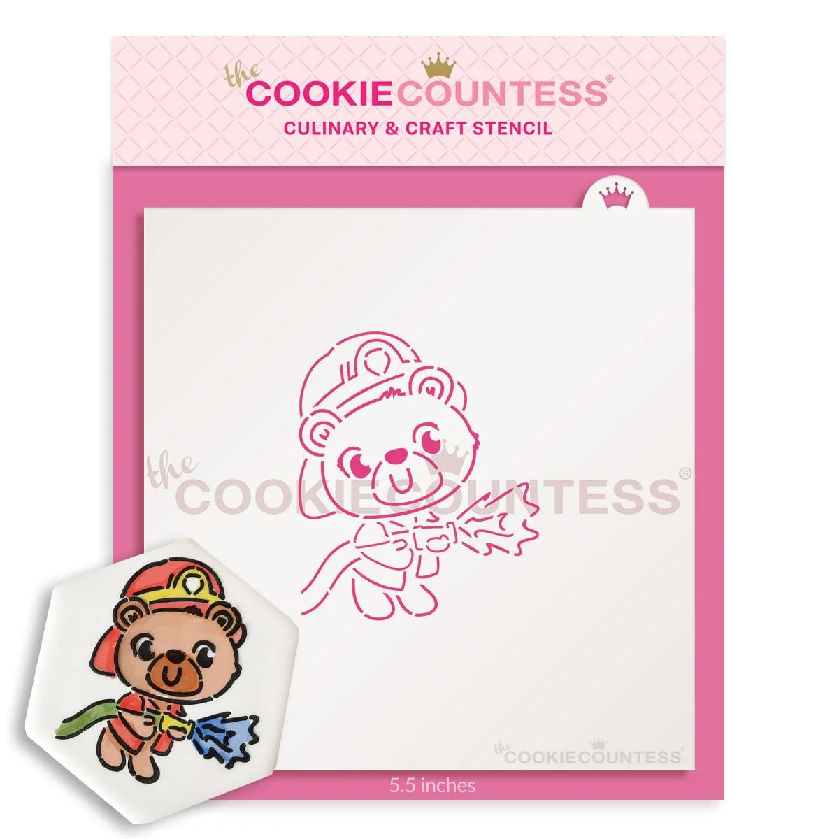 Fireman Bear PYO Stencil by The Cookie Countess — Kitchen Gadgets