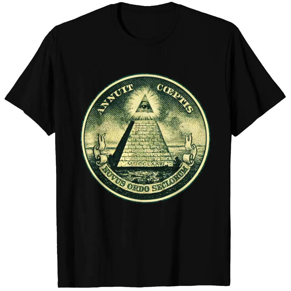 T-shirt pour hommes avec œil qui voit tout, pyramide, dollar, franc-maçon — T-shirts pour hommes