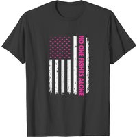 No One Fights Alone Breast Cancer Awareness Pink T-shirt for Men