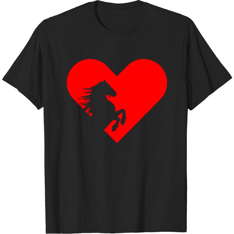 T-shirt Horse Heart Wild Gift pour hommes en noir — T-shirts pour hommes