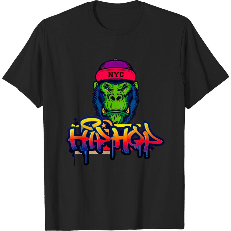 T-shirt Hip Hop Grafity Monkey pour hommes en noir — T-shirts pour hommes