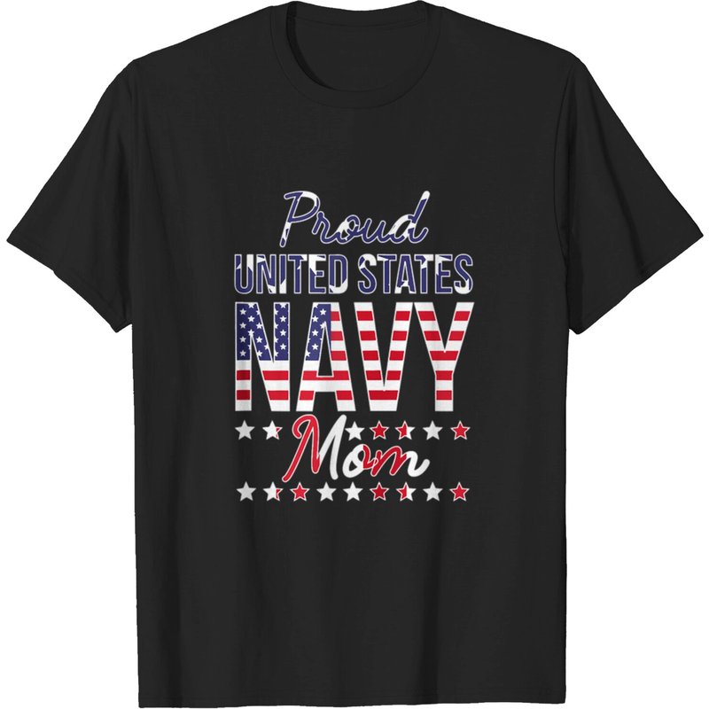Proud Navy Mom US Flag Family Zip Gift T-Shirt for Men